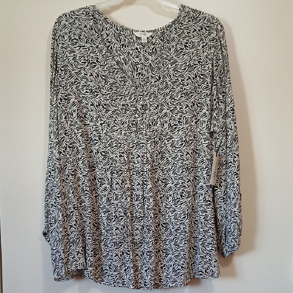Terra & Sky Women's 3X LS Pintuck Blouse
